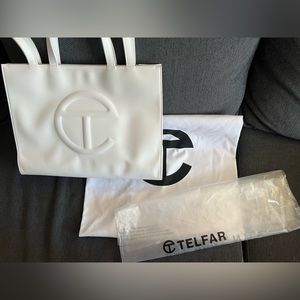 Telfar White Shopping Bag in Medium